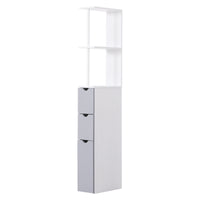 Mobiletto a Colonna da Bagno Salvaspazio in Legno Bianco 15x33x136 cm