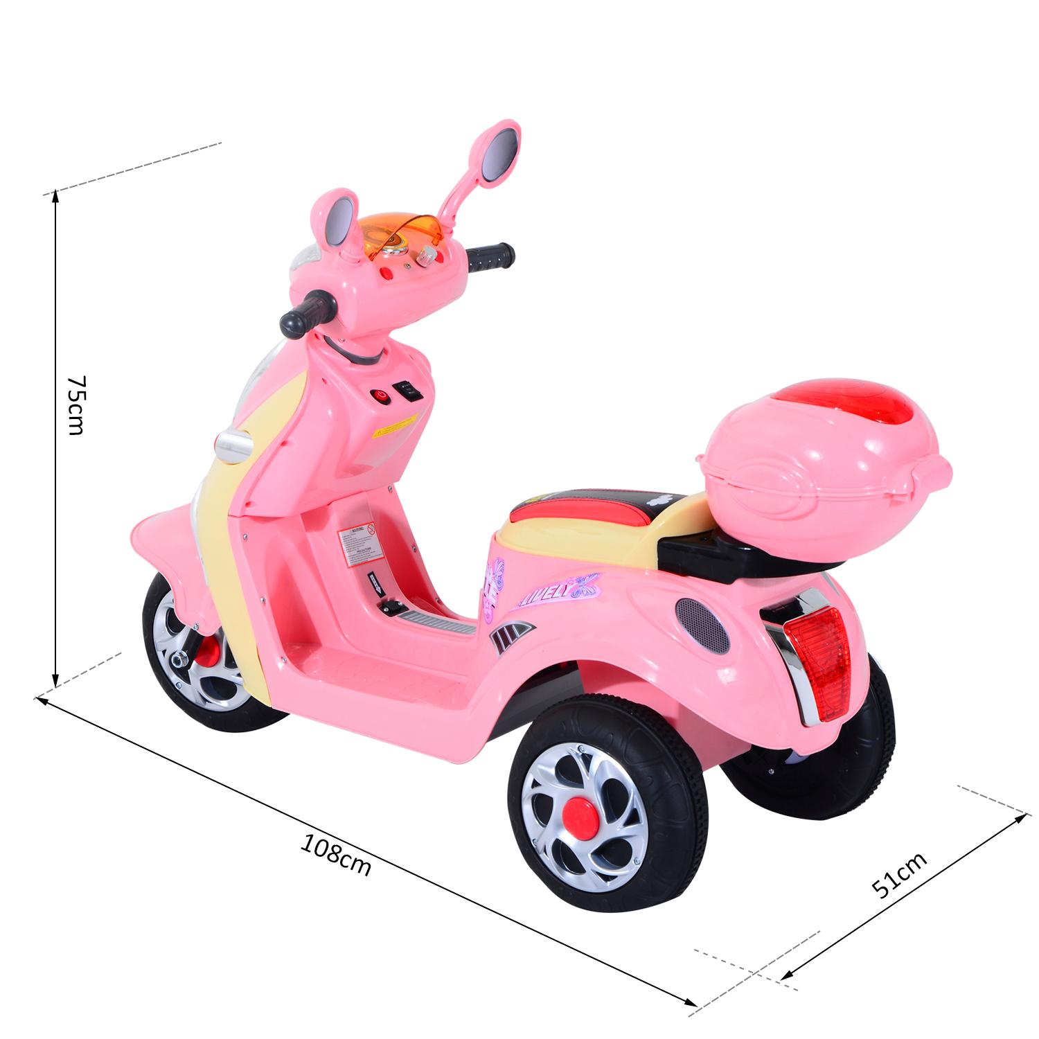 Moto Elettrica per Bambini 6V Motorino Rosa