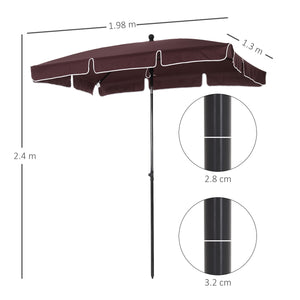 Ombrellone da Giardino in Alluminio 2x1.25m Inclinabile Marrone