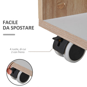 Mobiletto da Cucina con Cassetti e Ruote in Legno Rovere nero 78x39.5x88.5 cm