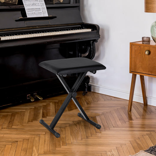 Panca Sgabello per Pianoforte Imbottita Pieghevole con Altezza Regolabile Nero 39x29x51 cm