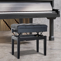 Panca Sgabello per Pianoforte con vano portaoggetti altezza regolabile 54.5x33x48-58 cm Nero