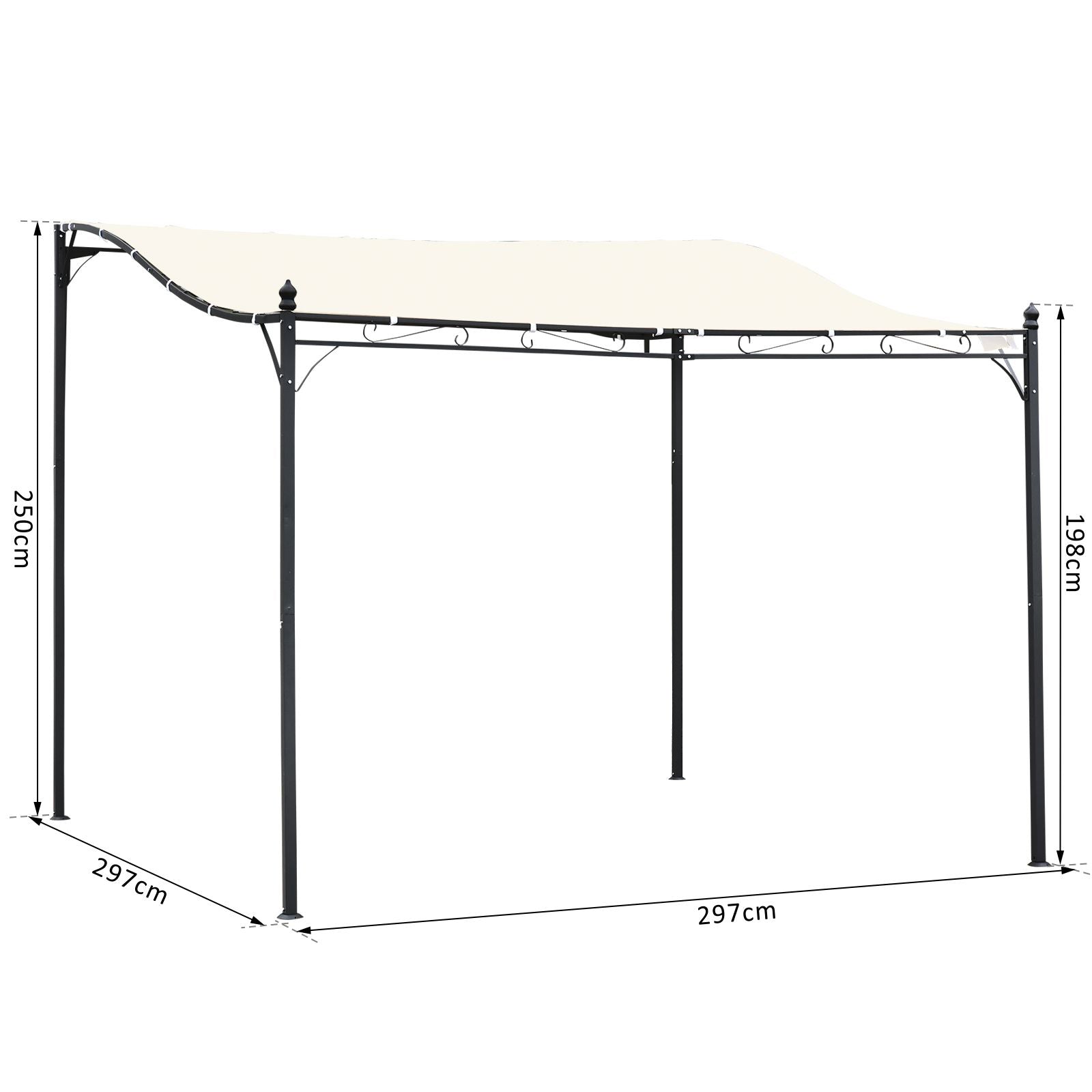 Pergola da Giardino 2.97x2.97m in Metallo Crema