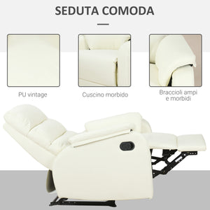 Poltrona Relax Reclinabile Manuale in Similpelle Crema