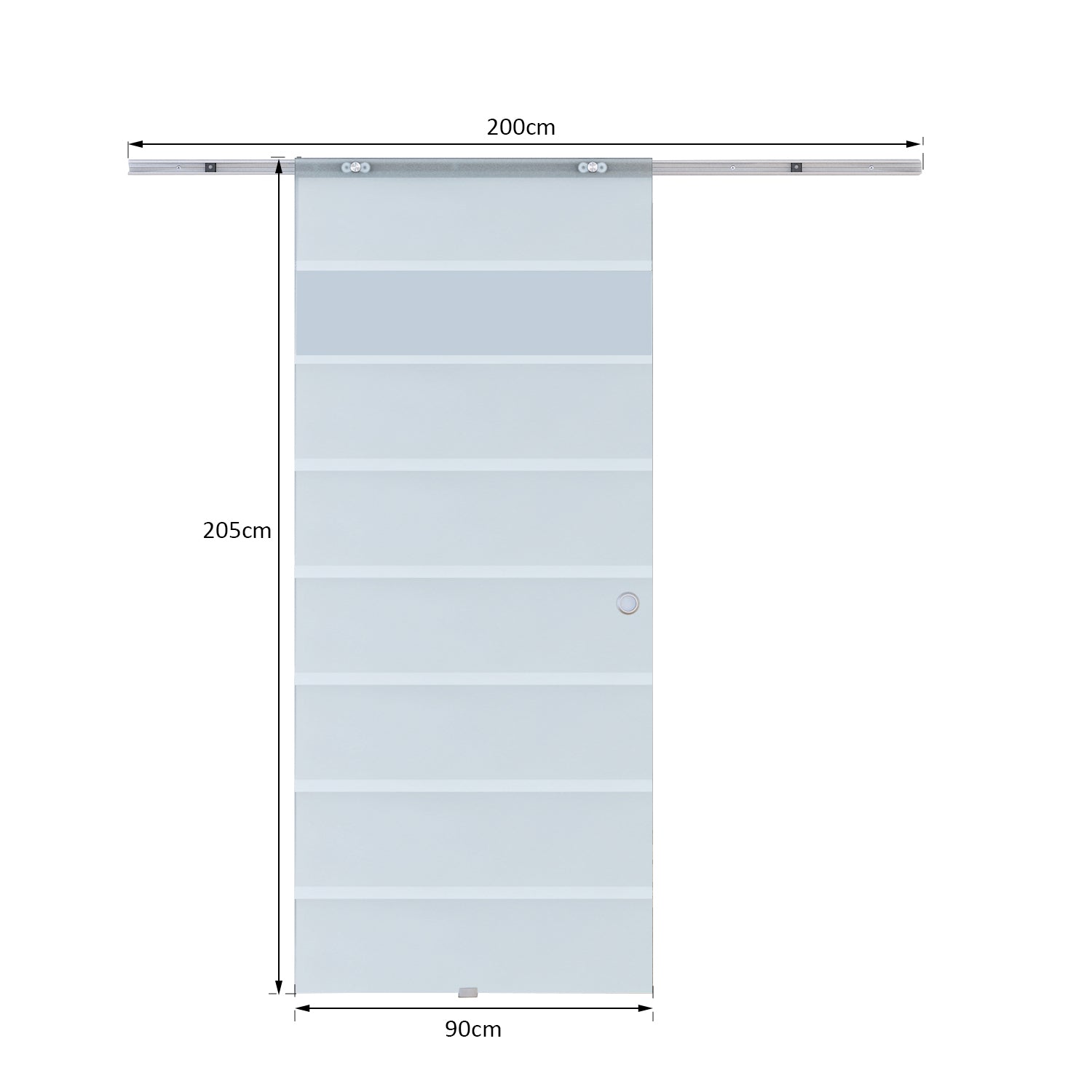 Porta Scorrevole Vetrata 90x205 cm Satinata a Strisce Trasparenti