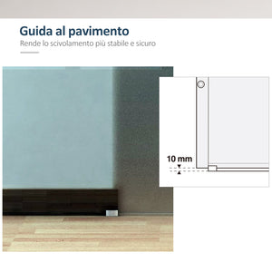 Porta Scorrevole Vetrata 90x205 cm Satinata a Strisce Trasparenti