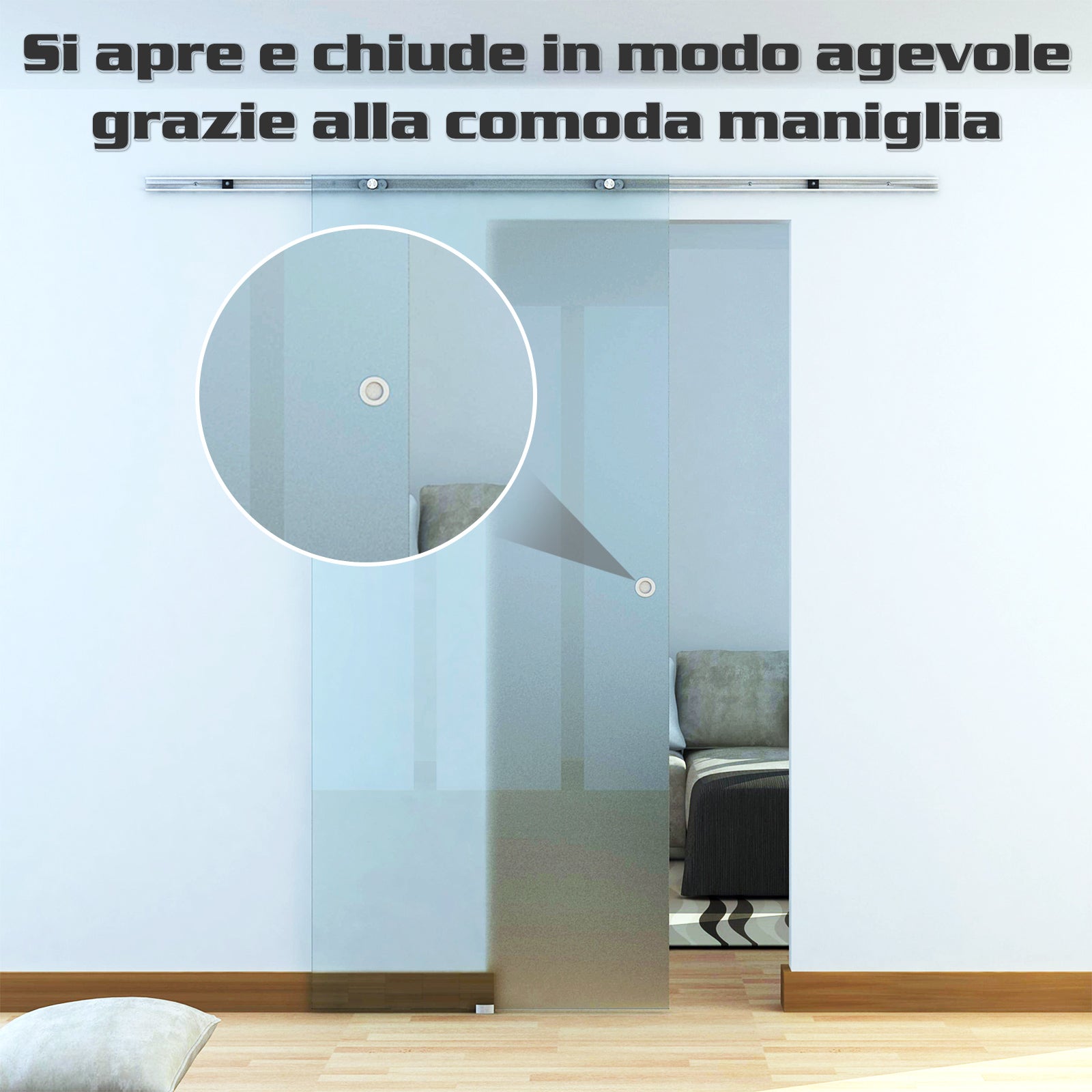 Porta Scorrevole Vetrata 90x205 cm Smerigliata