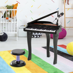 Mini Pianoforte Giocattolo per Bambini con Microfono e Sgabello Nero