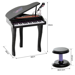 Mini Pianoforte Giocattolo per Bambini con Microfono e Sgabello Nero