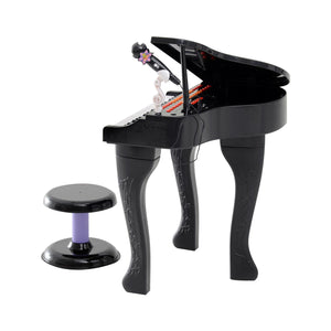 Mini Pianoforte Giocattolo per Bambini con Microfono e Sgabello Nero