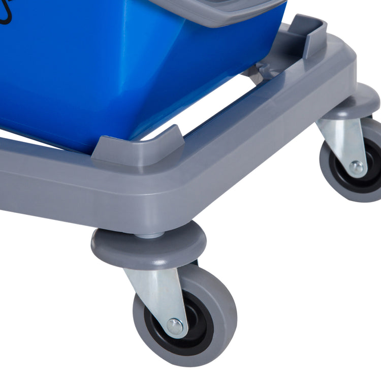 Carrello Pulizie Professionale con Strizzatore e 2 Secchi Blu e Rosso