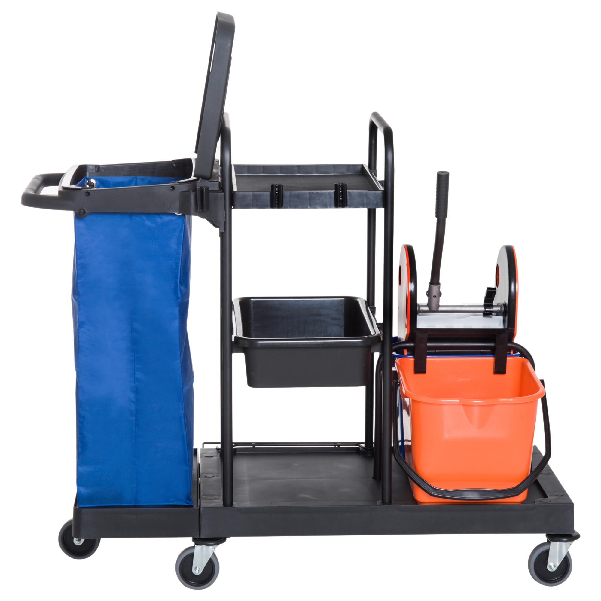 Carrello Pulizie Professionale Multiuso con 2 Secchi Capacità 18L e Ruote Blu