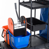 Carrello Pulizie Professionale Multiuso con 2 Secchi Capacità 18L e Ruote Blu