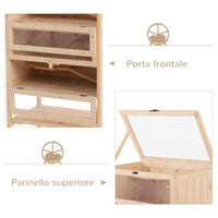 Gabbia per Roditori e Criceti a 4 Ripiani con Tetto Apribile in Legno 60x40x120 cm