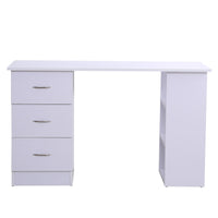 Scrivania da Ufficio con 3 Cassetti e Ripiani in Legno Bianco 120x49x72 cm