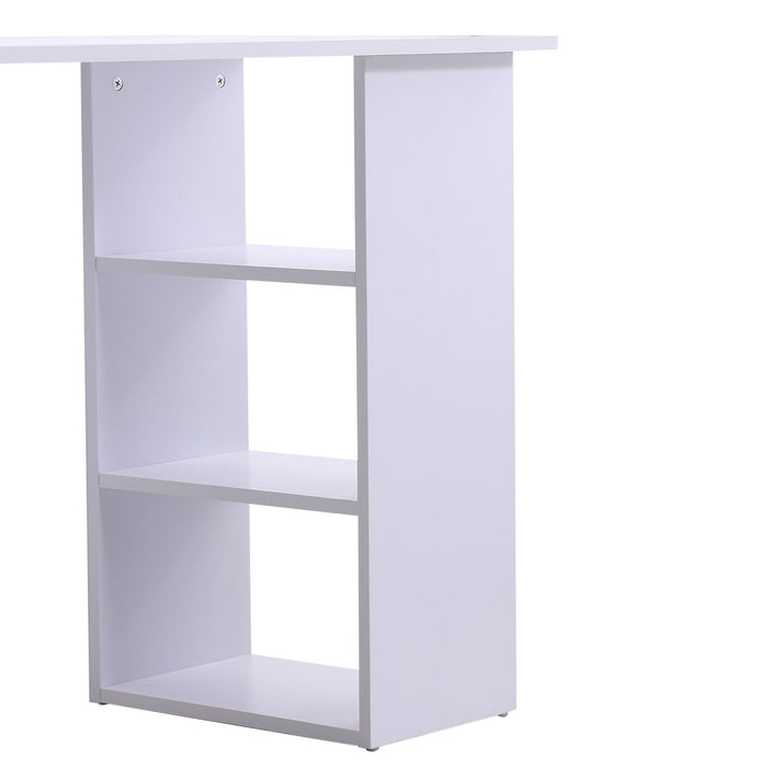 Scrivania da Ufficio con 3 Cassetti e Ripiani in Legno Bianco 120x49x72 cm