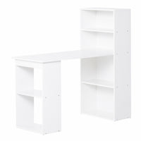 Scrivania da Ufficio con Libreria in Legno Bianco 120x55x120 cm