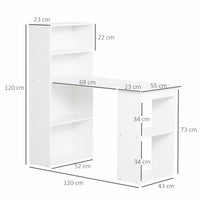 Scrivania da Ufficio con Libreria in Legno Bianco 120x55x120 cm