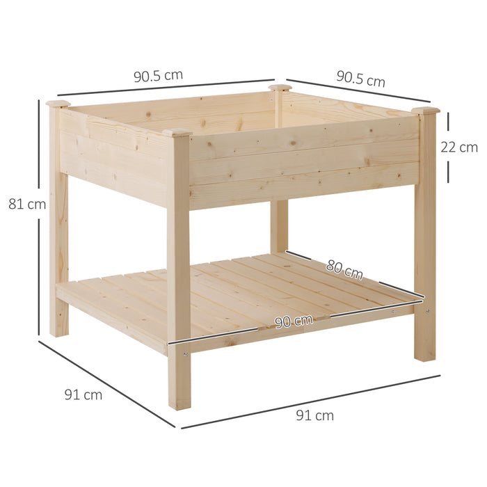 Orto Urbano Pensile in Legno con Fodera in Tessuto 91x91x81 cm