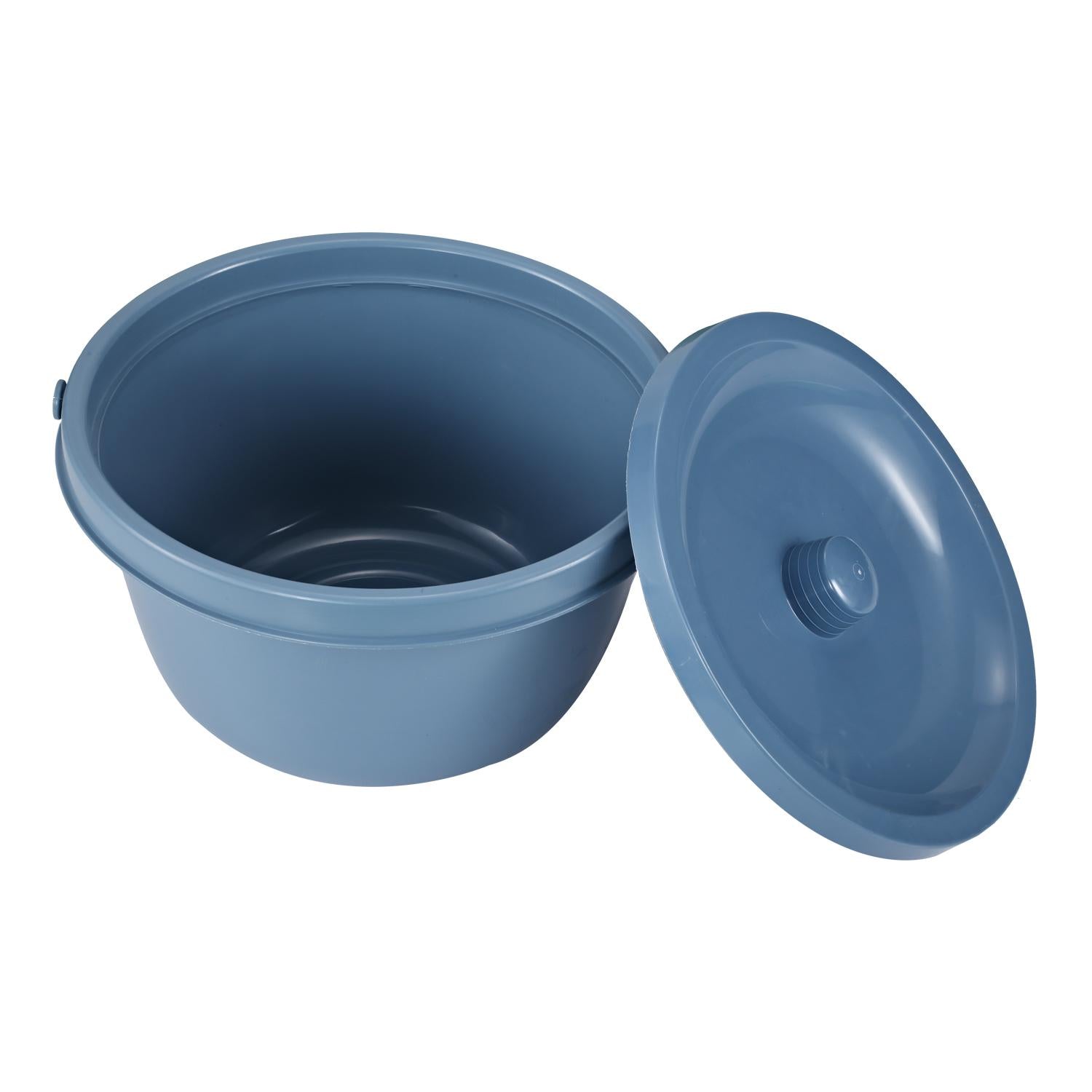 Sedia a Rotelle Bagno con Vaso Rimovibile in Ferro Nero e blu 83x53x85 cm