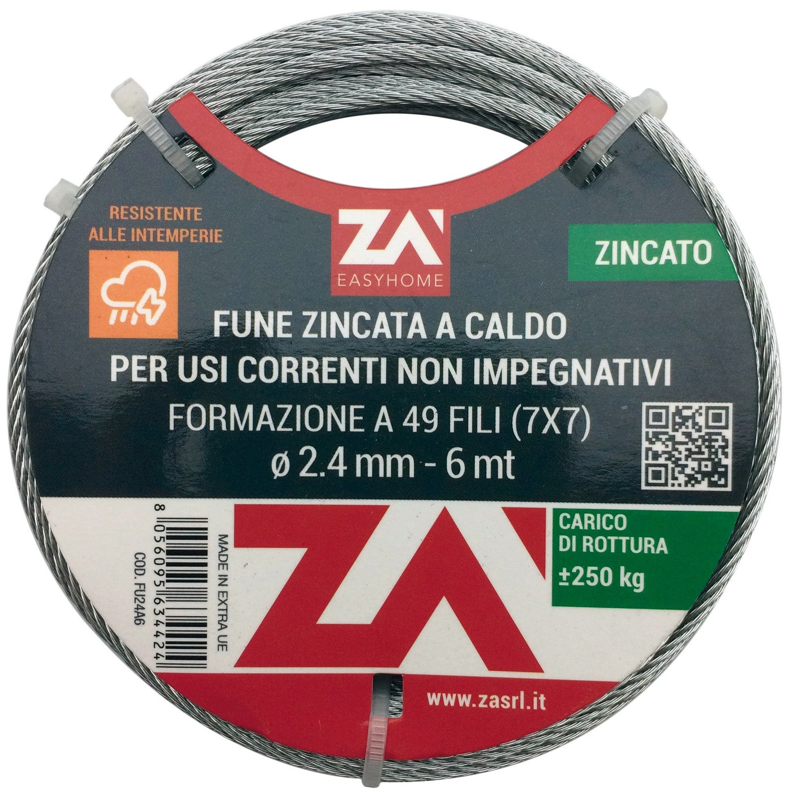 cavetto acciaio zincato antigiro 133f diam.6 mt 25 1735