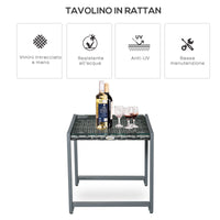 Tavolo da Giardino in Alluminio e Rattan Sintetico Grigio 50x49.5x50 cm