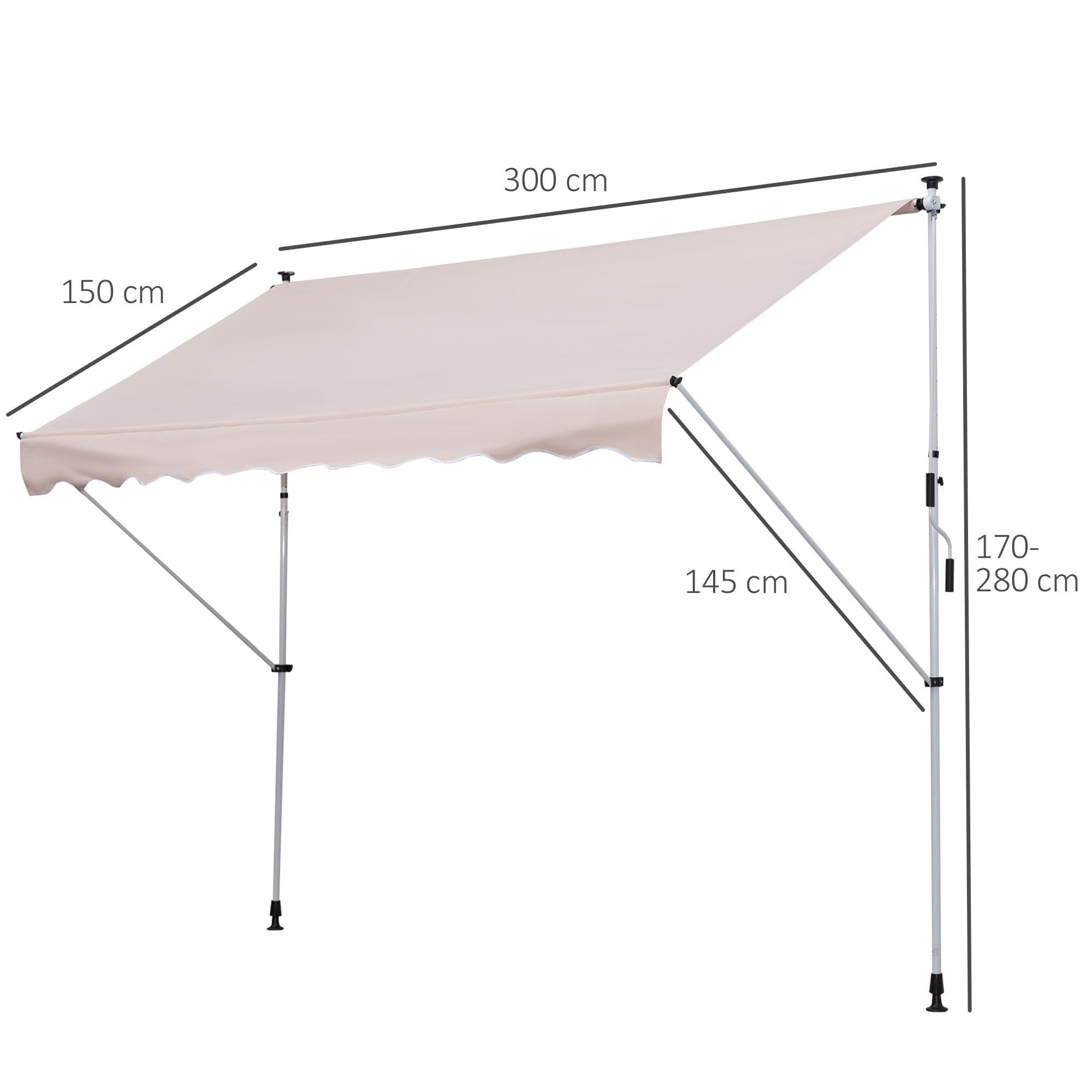 Tenda da Sole Avvolgibile 3x1.5m Autoportante Beige