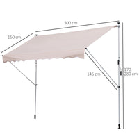 Tenda da Sole Avvolgibile 3x1.5m Autoportante Beige