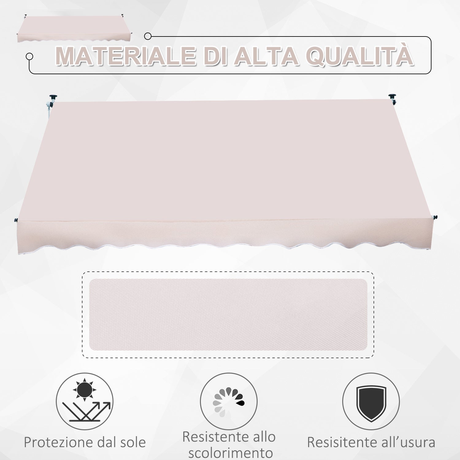 Tenda da Sole Avvolgibile 3x1.5m Autoportante Beige