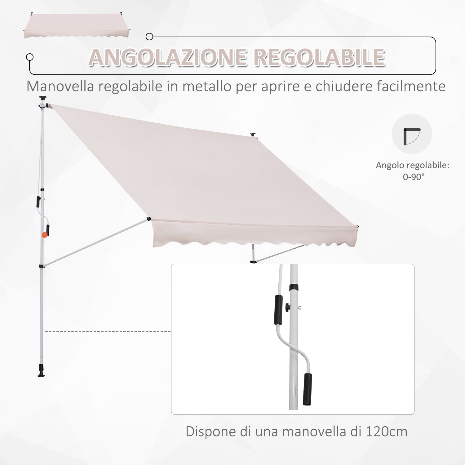 Tenda da Sole Avvolgibile 3x1.5m Autoportante Beige