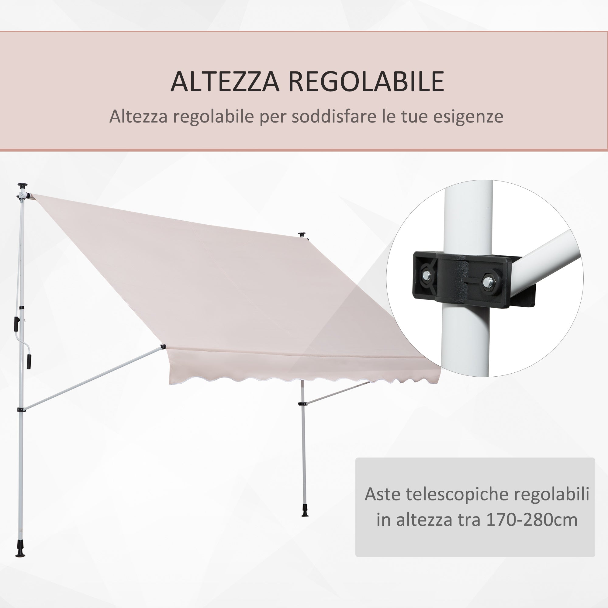 Tenda da Sole Avvolgibile 3x1.5m Autoportante Beige