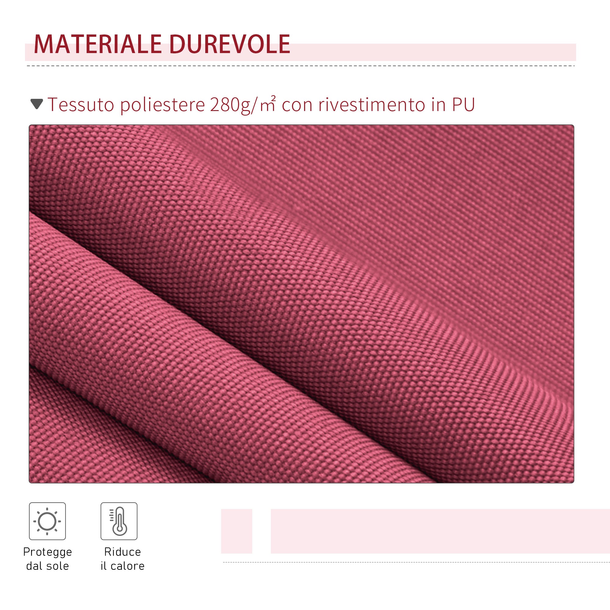 Tenda da Sole Avvolgibile a Parete 3x2.5m in Poliestere Rosso Bordeaux