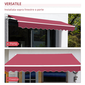 Tenda da Sole Avvolgibile a Parete 3x2.5m in Poliestere Rosso Bordeaux