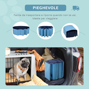 Piscina Pieghevole per Cani in PVC Blu Ø80x20 cm