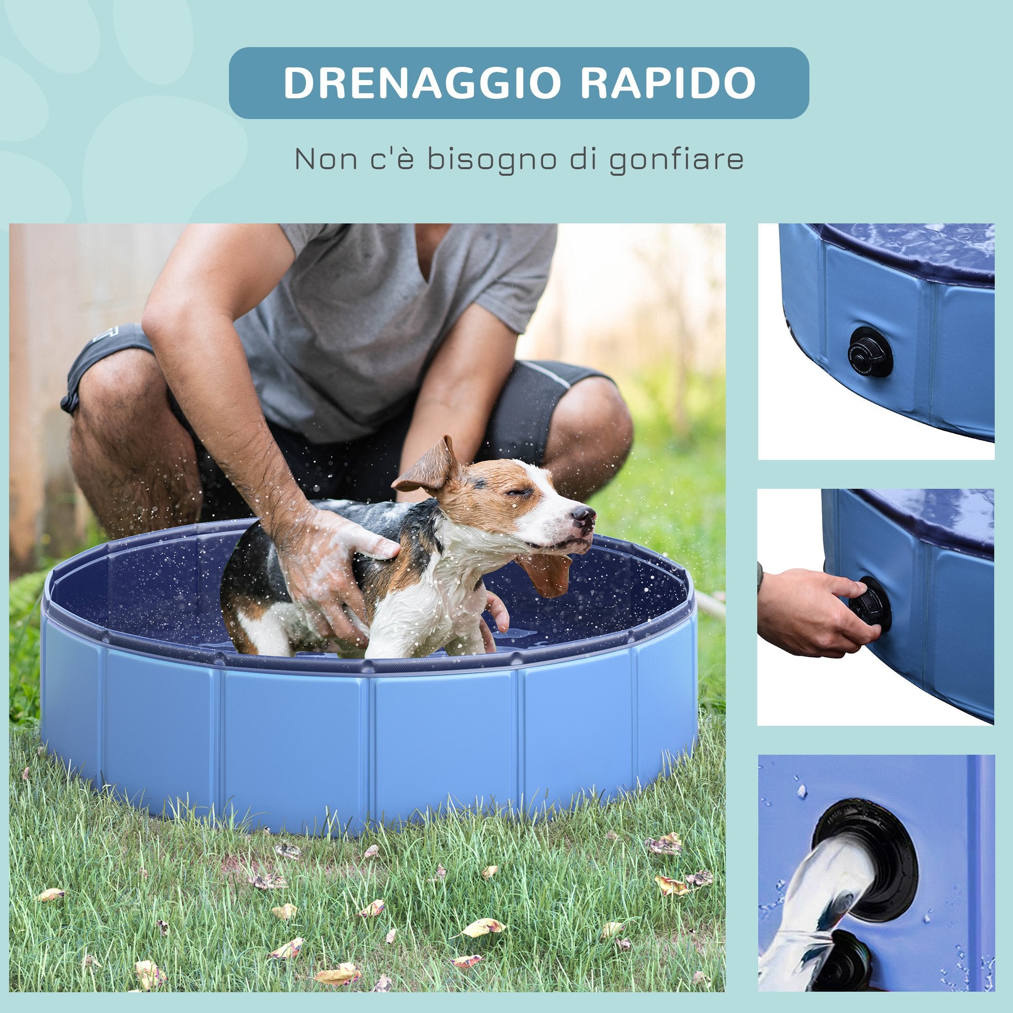 Piscina Pieghevole per Cani in PVC Blu Ø80x20 cm