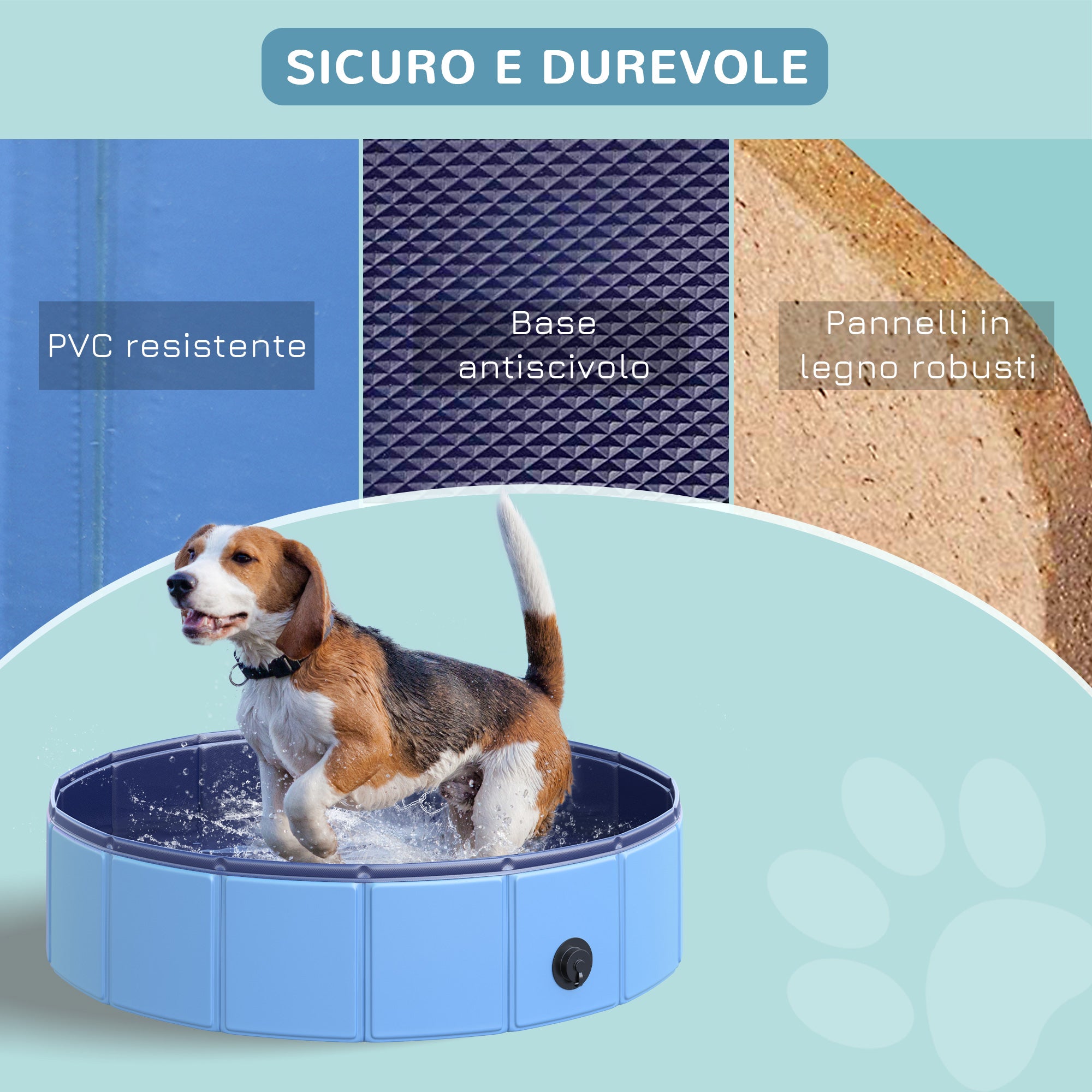 Piscina Pieghevole per Cani in PVC Blu Ø80x20 cm