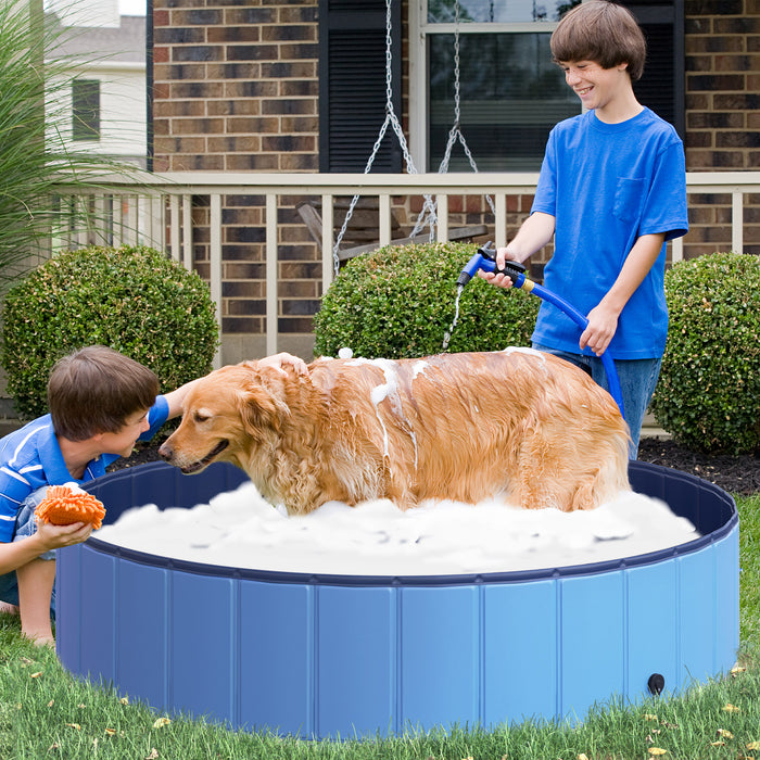 Piscina Pieghevole per Cani in PVC Azzurro Ø140x30h cm