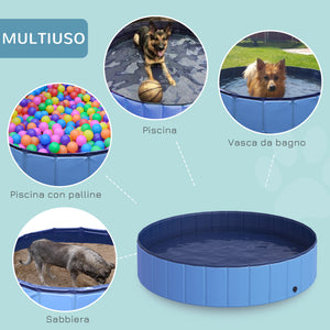 Piscina Pieghevole per Cani in PVC Azzurro Ø140x30h cm