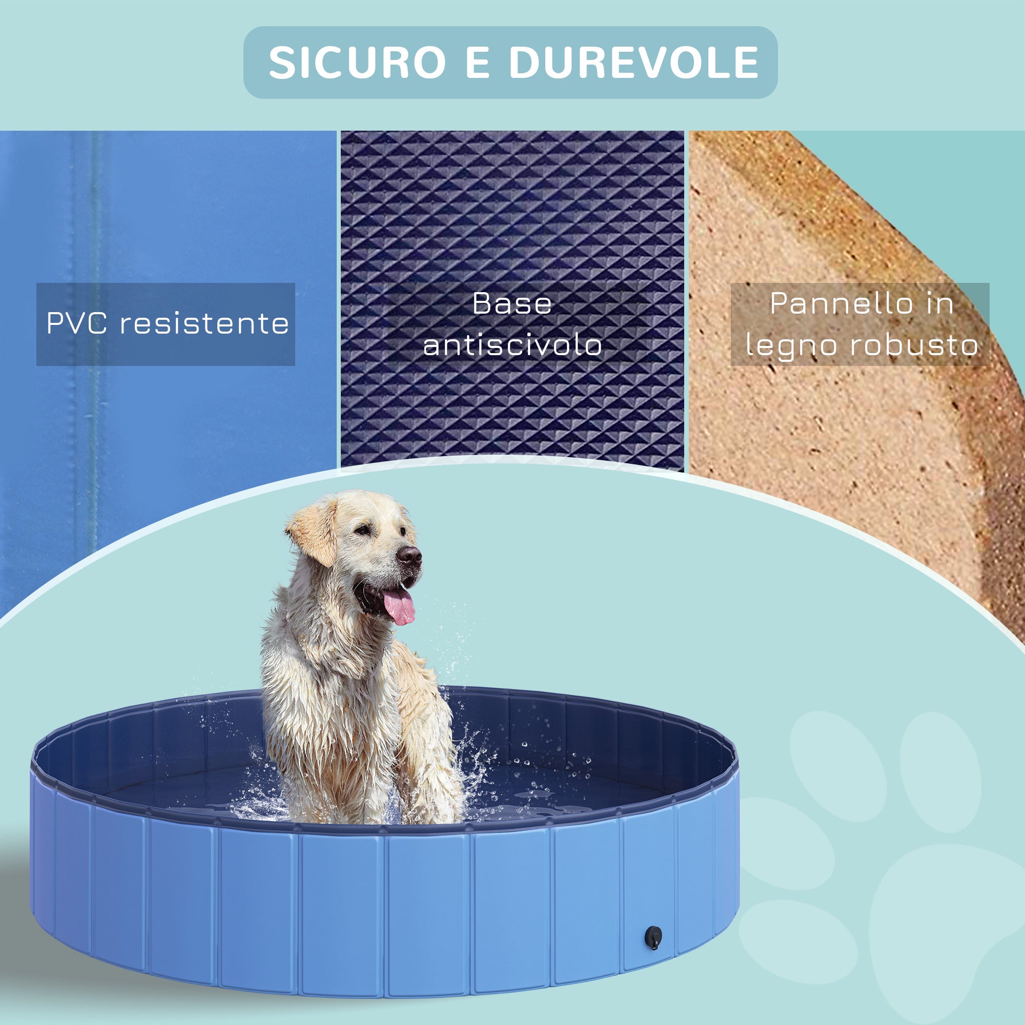 Piscina Pieghevole per Cani in PVC Azzurro Ø140x30h cm