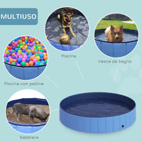 Piscina Pieghevole per Cani in PVC Azzurro Ø160x30h cm