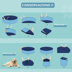 Piscina Pieghevole per Cani in PVC Azzurro Ø160x30h cm