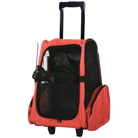 Trolley zaino 2 in 1 per piccoli animali domestici Rosso 35x27x49 cm