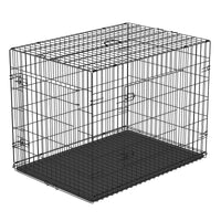 Gabbia Trasportino per Cani Gatti Pieghevole in Acciaio Doppia Apertura 76x53x57 cm Nero