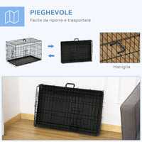 Gabbia Trasportino per Cani Gatti Pieghevole in Acciaio Doppia Apertura 76x53x57 cm Nero