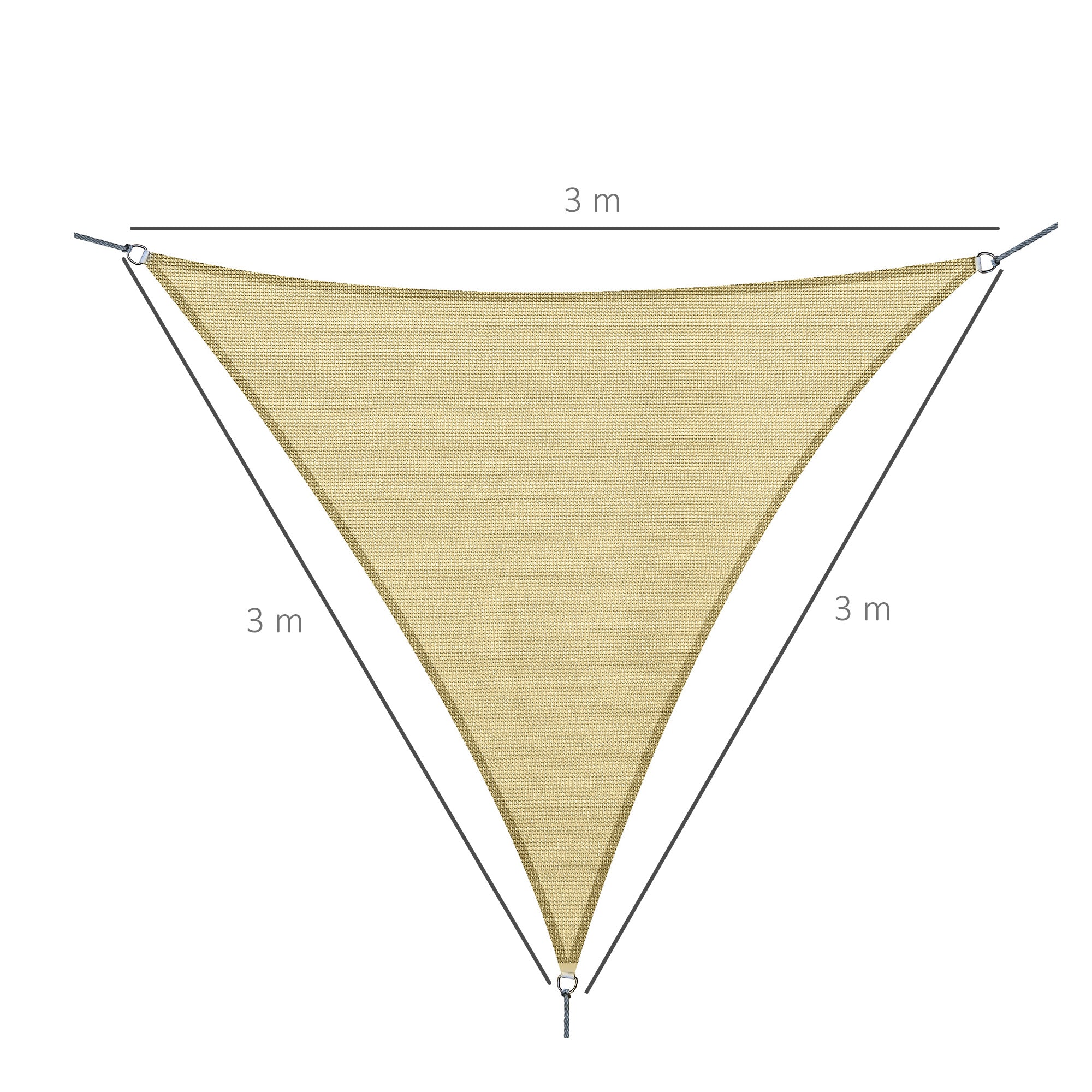 Tenda Vela da Giardino Triangolare 3x3x3m in HDPE Sabbia