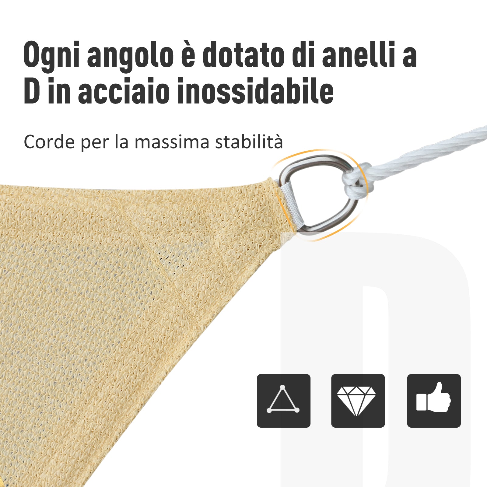 Tenda Vela da Giardino Triangolare 5x5x5m Beige