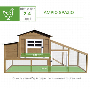 Pollaio da Giardino per Galline con Corsa e Zona di Nidificazione Vassoio Estraibile 200x80x105 cm