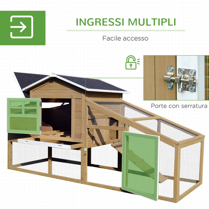 Pollaio da Giardino per Galline con Corsa e Zona di Nidificazione Vassoio Estraibile 200x80x105 cm