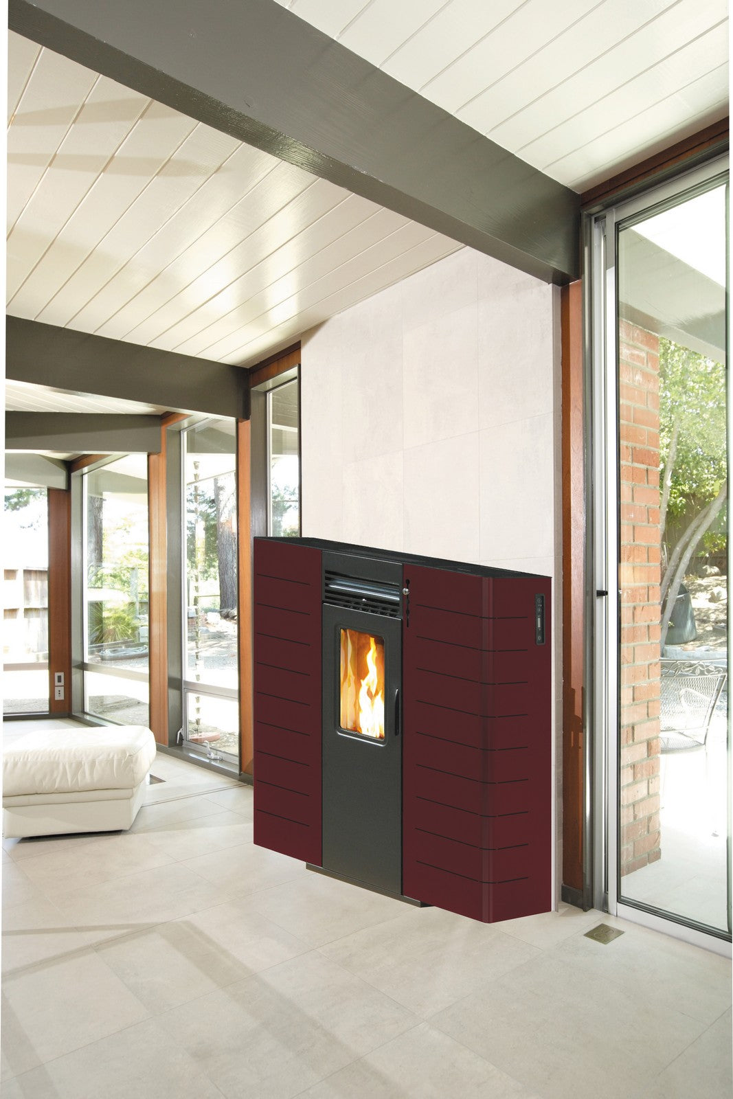 stufa pellet king slim canalizzata kw10 bordeaux cod:ferx.17378