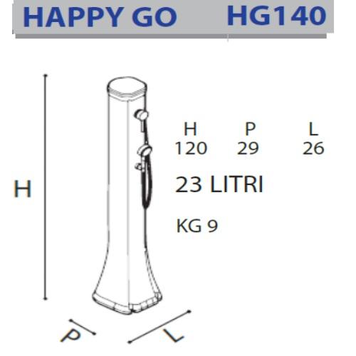 Doccia Solare Bassa Happy Go 23Lt In Polietilene Con Doccetta Mobile Colore Antracite Cv-Hg140/7016